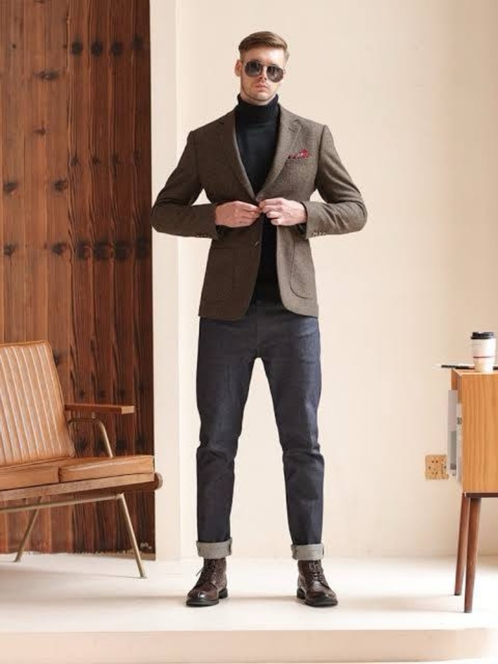 Banana Republic Tailored Fit Blazer 42R Brown Twill Textured Sport Coat